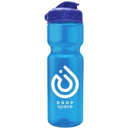 Translucent Blue Translucent Custom Water Bottle w/ Flip Lid - 28 oz.