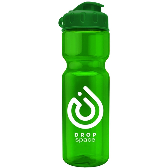 Translucent Green Translucent Custom Water Bottle w/ Flip Lid - 28 oz.