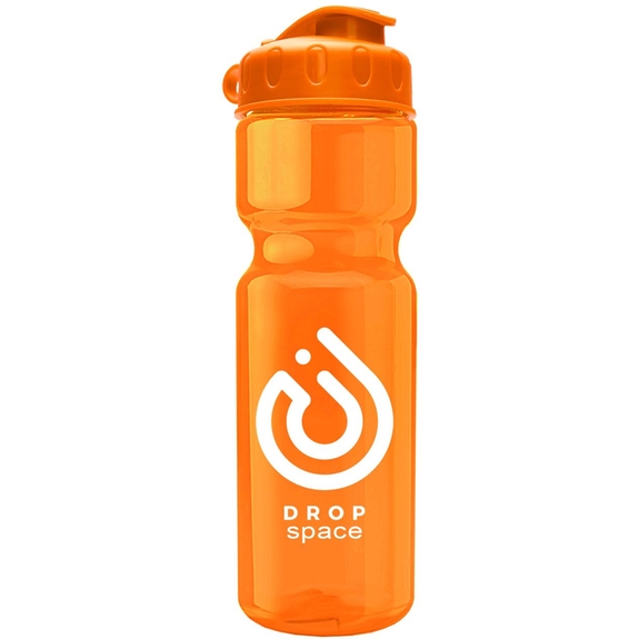 Translucent Orange Translucent Custom Water Bottle w/ Flip Lid - 28 oz.