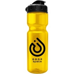 Translucent Yellow Translucent Custom Water Bottle w/ Flip Lid - 28 oz.