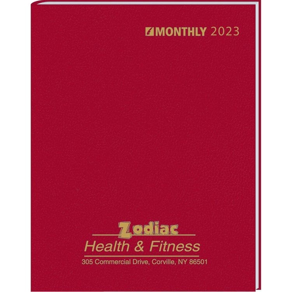 Red - Monthly Desk Appointment Custom Planner w/ Stitched Cover