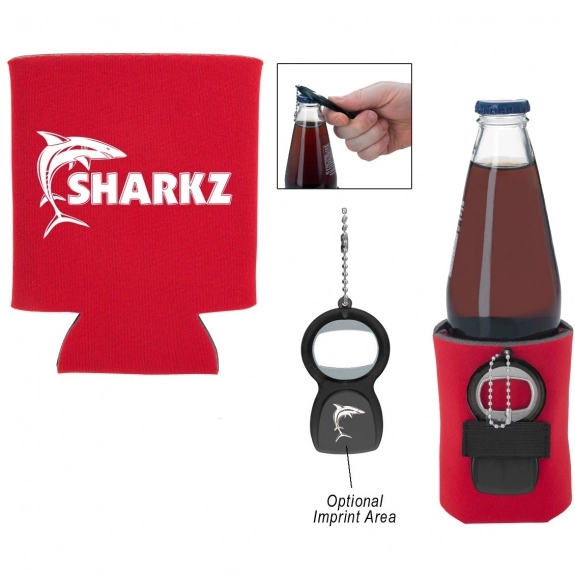 Red Custom Can Coolers w/ Bottle Opener