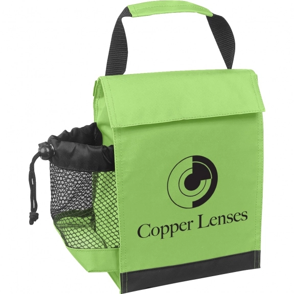 Lime Insulated Custom Lunch Bags w/ Drawstring Pocket