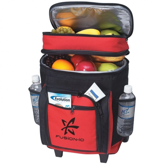 Red Rolling Promotional Cooler Bags - 30 Can