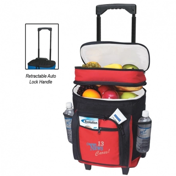 Retractable Handle - Rolling Promotional Cooler Bags - 30 Can