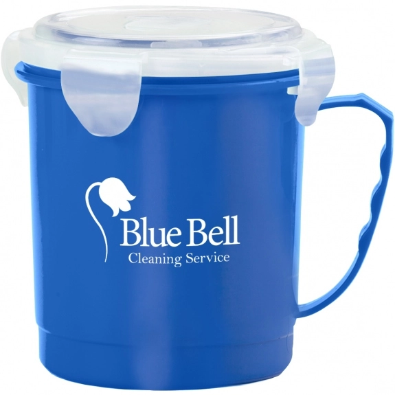 Blue Mug Style Custom Food Containers - 24 oz.
