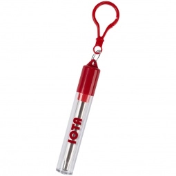 Red Stainless Steel Collapsible Custom Straw w/ Travel Keychain Case