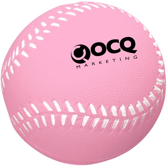 Pink - Baseball Shaped Custom Logo Stress Ball