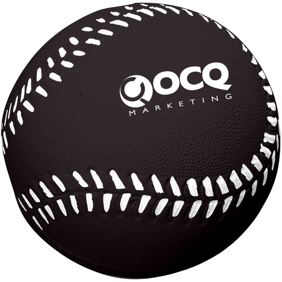 Black - Baseball Shaped Custom Logo Stress Ball