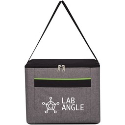 Gray/Lime - Heathered Insulated Branded Cooler Bag - 11"w x 8"h x 6.5"d