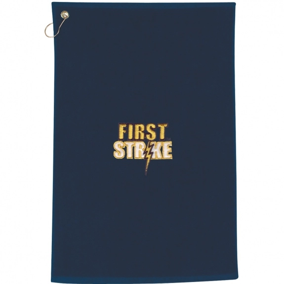 Navy 100% Cotton Embroidered Promotional Golf Towel 25"w x 16"h