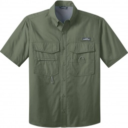 Seagrass Green Eddie Bauer Short Sleeve Custom Button Down Fishing Shirt - 