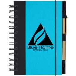 Blue/Black - Eco-Inspired Custom Printed Spiral Notebook w/ Pen