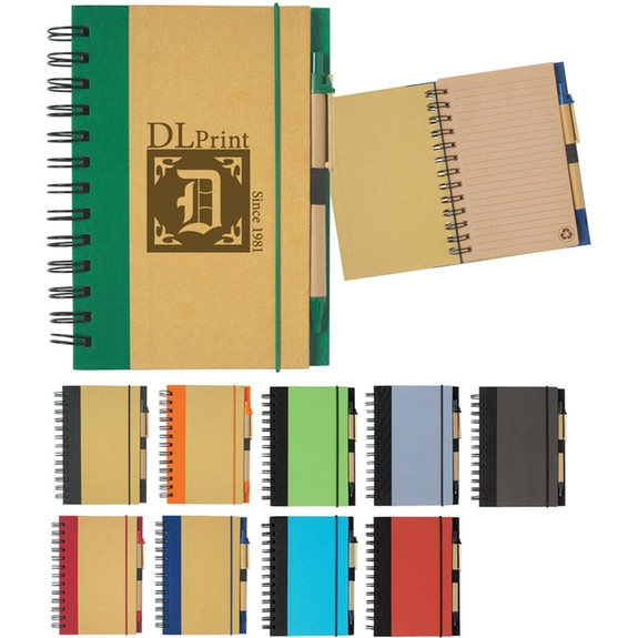 Group - Eco-Inspired Custom Printed Spiral Notebook w/ Pen