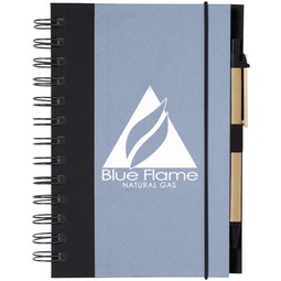 Light Blue/Black - Eco-Inspired Custom Printed Spiral Notebook w/ Pen