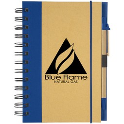 Natural/Blue - Eco-Inspired Custom Printed Spiral Notebook w/ Pen