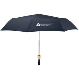Navy blue - rPET Canopy Umbrella w/ Bamboo Handle - 41"