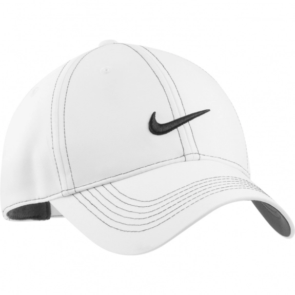 White Nike Dri-FIT Swoosh Front Unstructured Custom Caps