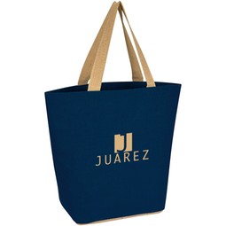 Navy Blue - Marketplace Jute Custom Tote Bag - 16.25w x 14.25h
