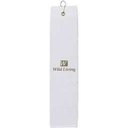 White - Folded Embroidered Custom Golf Towel - 16" x 25"
