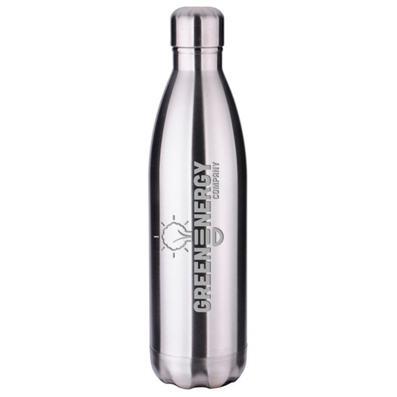 Silver Laser Engraved Vacuum Insulated Stainless Steel Custom Water Bottle 
