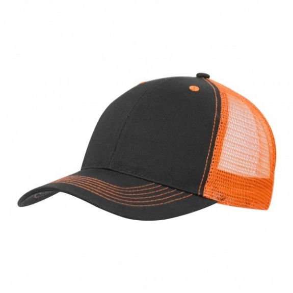 Black/Orange - Unstructured Color Accent Custom Mesh Cap
