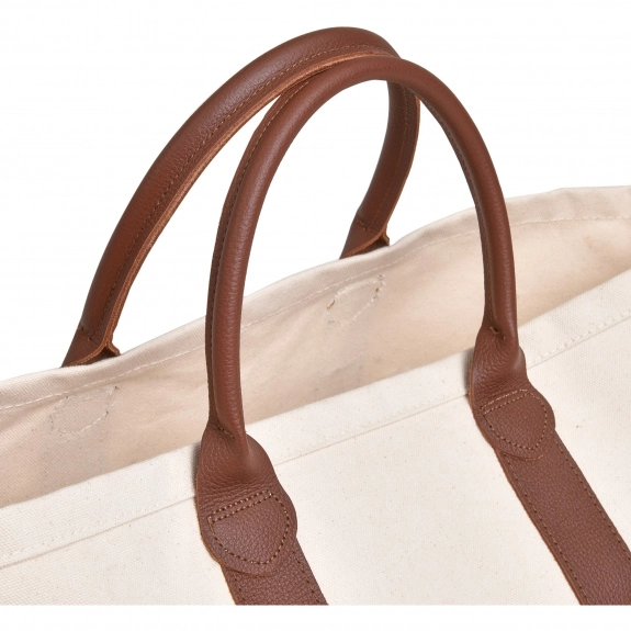 Canvas Leather Promotional Boat Tote - 16"w x 13.5"h x 8.5"d