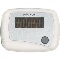 White - Single Function Promotional Pedometer w/ Clip