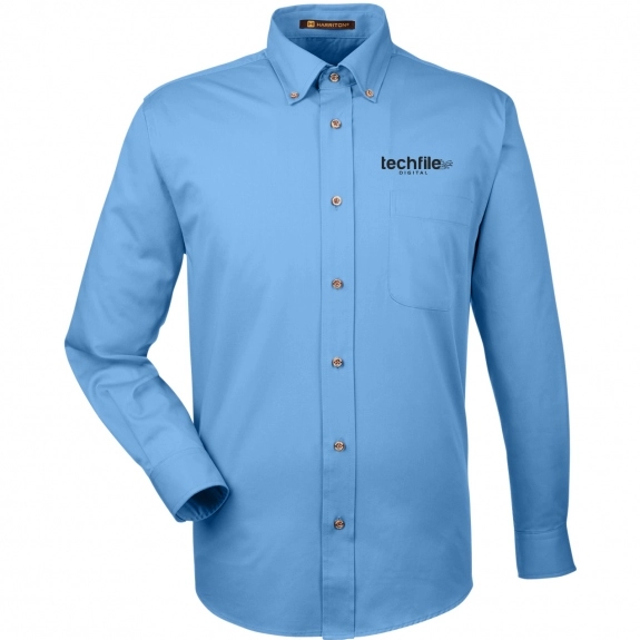 Harriton Easy Blend Custom Long Sleeve Twill Shirt - Men's - Light Blue 