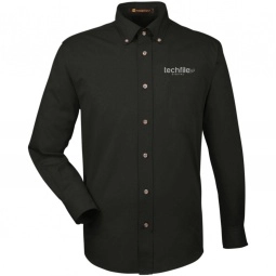 Harriton Easy Blend Custom Long Sleeve Twill Shirt w/ Stain Release - Men's