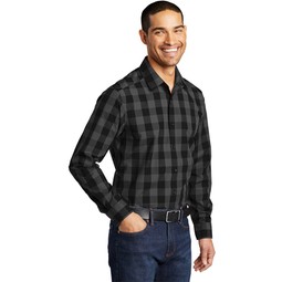 Front - Port Authority&#174; Everyday Plaid Custom Button Down Shirt