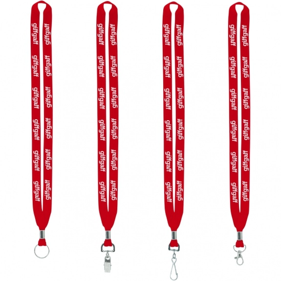 Red Polyester Crimped Custom Lanyards - .63"w