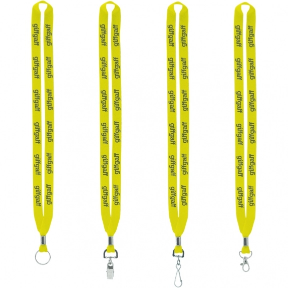 Yellow Polyester Crimped Custom Lanyards - .63"w