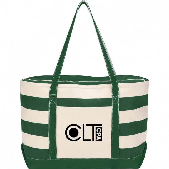 Natural/Forest Green Heavy Duty Cotton Canvas Custom Boat Tote Bags