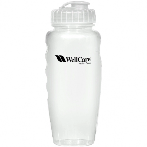 Clear - Poly-Clear Gripper Custom Water Bottle - 30 oz.