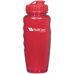 Translucent Red - Poly-Clear Gripper Custom Water Bottle - 30 oz.