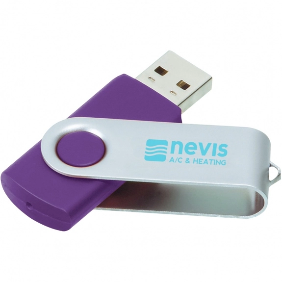 Purple/Silver Printed Swing Custom USB Flash Drives - 4GB