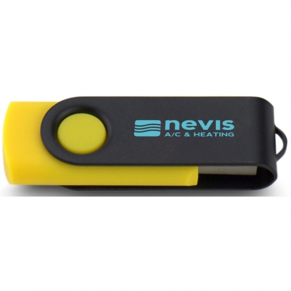 Yellow/Black Printed Swing Custom USB Flash Drives - 4GB