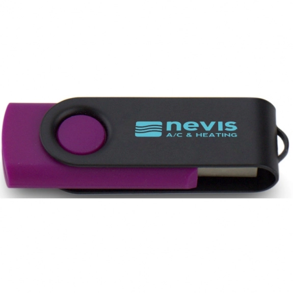 Purple/Black Printed Swing Custom USB Flash Drives - 4GB