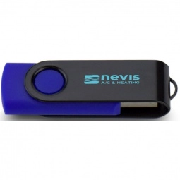 Blue/Black Printed Swing Custom USB Flash Drives - 4GB