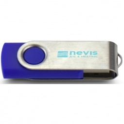 Blue/Silver Printed Swing Custom USB Flash Drives - 4GB