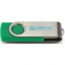Green/Silver Printed Swing Custom USB Flash Drives - 4GB