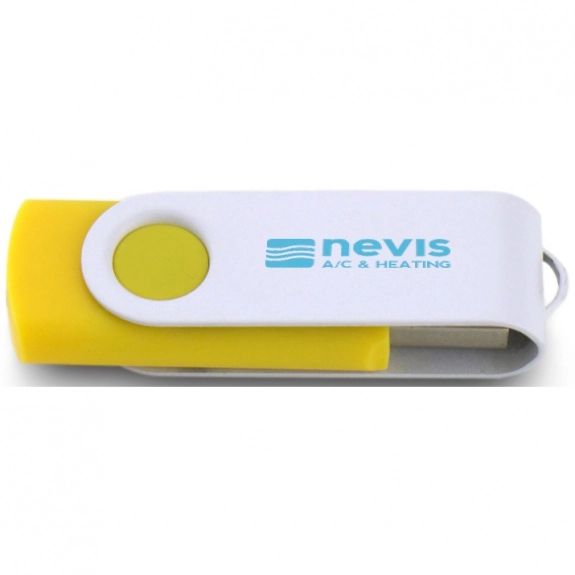 Yellow/White Printed Swing Custom USB Flash Drives - 4GB