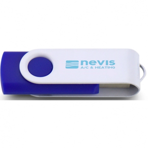 Blue/White Printed Swing Custom USB Flash Drives - 4GB