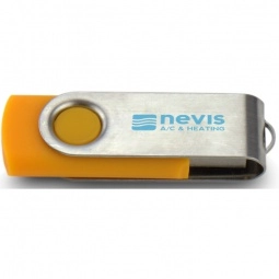 Orange/Silver Printed Swing Custom USB Flash Drives - 4GB