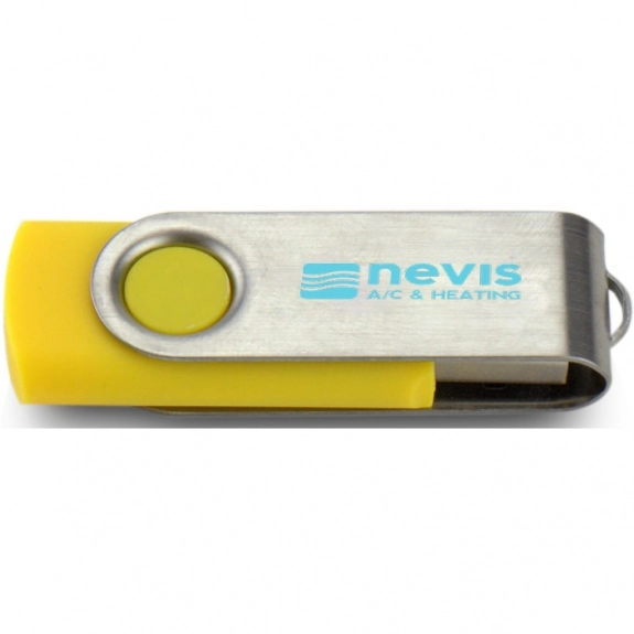 Yellow/Silver Printed Swing Custom USB Flash Drives - 4GB