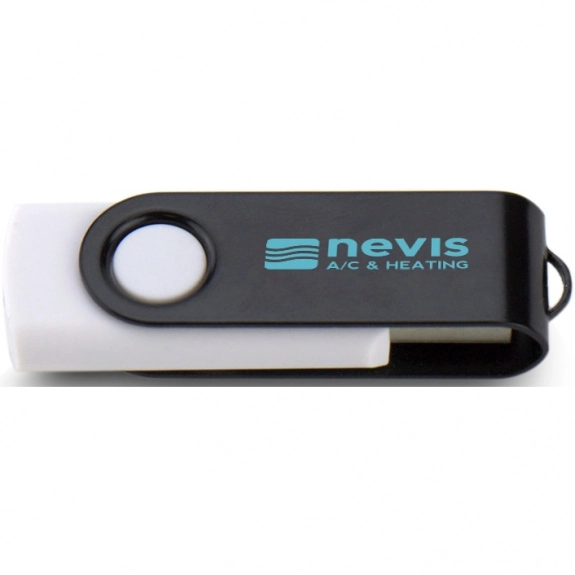 White/Black Printed Swing Custom USB Flash Drives - 4GB