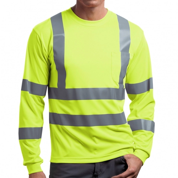 Safety Yellow CornerStone ANSI Class 3 Long Sleeve Reflective Custom T-Shir