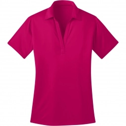 Pink Raspberry Port Authority Silk Touch Performance Custom Polo Shirt - Wo