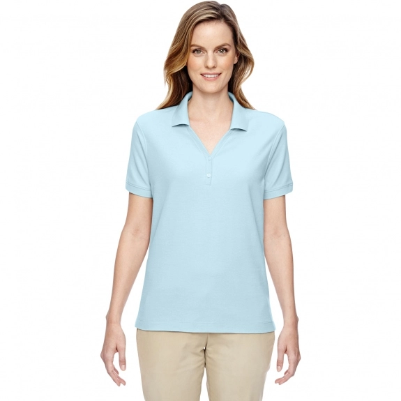 Crystal Blue Devon & Jones Pima Pique Short-Sleeve Custom Polo Shirt
